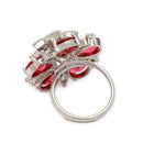 Rhodium Plated AD Emerald Floral Cluster Adjustable Ring for Women & Girls