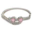 ZENEME Set of 3 Rhodium Plated AD Floral Fringe Bracelets & Necklace Set Jewellery Set For Women & Girls Silver Toned