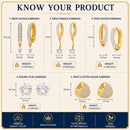 Gold Plated Hoop, Stud & Drop Earring Combo Set of 5 Pairs for Women & Girls