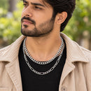 Silver Plated Chunky Cuban & Curb Link Chain Combo for Men & Boys