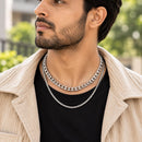 Silver Plated Box & Cuban Link Chain Combo for Men & Boys