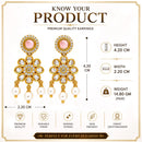 Gold Plated Blush Pink Oval Floral Pearl Drop Earrings for Women & Girls
