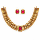 ZENEME Gold Toned CZ Choker Necklace Set for Women Traditional Jewellery Set with Matching Earrings