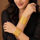 ZENEME Set of 8 Gold Plated Line Textured Ribbed Bangles for Women & Girls