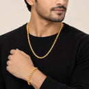 Gold Plated Bold Gold Cuban Link Chain & Bracelet Set for Men & Boys