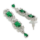 ZENEME Set of 3 Rhodium Plated AD Floral Fringe Bracelets & Necklace Set Jewellery Set For Women & Girls Silver Toned