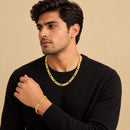 Gold Plated Classic Gold Figaro Link Chain & Bracelet Set for Men & Boys