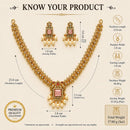 ZENEME Gold Plated Traditional Pearl Cluster Necklace with Matching Earring Antique Jewellery Set For Women & Girls Gold Toned Necklace Set For Woman