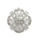 Rhodium Plated AD Pear-Cut Crystal Bloom Adjustable Ring for Women & Girls