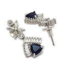 ZENEME Set of 3 Rhodium Plated AD Floral Fringe Bracelets & Necklace Set Jewellery Set For Women & Girls Silver Toned