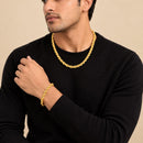 Gold Plated Sleek Gold Twisted Rope Link Chain & Bracelet Set for Men & Boys