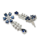 ZENEME Set of 3 Rhodium Plated AD Floral Fringe Bracelets & Necklace Set Jewellery Set For Women & Girls Silver Toned