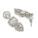 ZENEME Set of 3 Rhodium Plated AD Rectangular Halo Paisley Fringe Necklace Set & Wraparound Bracelet Jewellery Set For Women & Girls Silver Toned