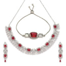 ZENEME Set of 3 Rhodium Plated AD Necklace Set & Bracelet Jewellery Set For Women & Girls