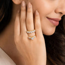 Set of 2 Gold Plated AD Crystal Bloom Adjustable Ring Combo for Women & Girls