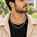 Silver Plated Box & Cuban Link Chain Combo for Men & Boys