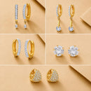 Gold Plated Hoop, Stud & Drop Earring Combo Set of 5 Pairs for Women & Girls