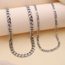 Silver Plated Chunky Cuban & Curb Link Chain Combo for Men & Boys