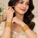 ZENEME Set of 16 Gold Plated Wavy Textured Line Bangles for Women & Girls