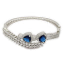 ZENEME Set of 3 Rhodium Plated AD Floral Fringe Bracelets & Necklace Set Jewellery Set For Women & Girls Silver Toned