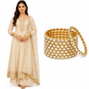 ZENEME Set of 8 Gold Plated Kundan Crystal Line Bangles for Women & Girls