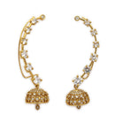 Gold Plated Geometric Crystal Vine Jhumka Ear Cuff Earrings for Women & Girls