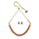ZENEME Gold-Plated Stone Studded Pearl Choker Necklace Set with Earrings for Women & Girls