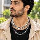 Silver Plated Rope & Snake Link Chain Combo for Men & Boys