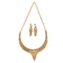 ZENEME Gold Plated Alloy Leaf Layer Heritage Temple Necklace Set with Matching Earring Jewellery Set For Women & Girls