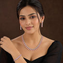 ZENEME Set of 3 Rhodium Plated AD Necklace Set & Bracelet Jewellery Set For Women & Girls