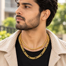 Gold Plated Figaro & Snake Link Chain Combo for Men & Boys