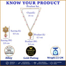 ZENEME Gold Plated Pink Beaded Floral Pendant Necklace Set with Earrings for Women & Girls