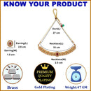 ZENEME Gold Toned Brass CZ Choker Necklace Set for Women Traditional Stone Beaded Red Stone Jewellery Set with Matching Earrings
