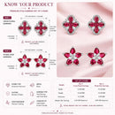 Rhodium Plated Crystal Flower Stud Earrings for Women & Girls