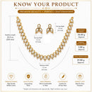 ZENEME Gold-Plated Stone Studded Pearl Choker Necklace Set with Earrings for Women & Girls
