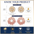 Rhodium Plated Round Swirl Floral Stud Earrings Set of 2 Pairs for Women & Girls