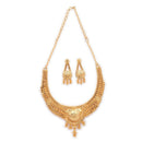 ZENEME Gold Plated Alloy Leaf Cascade Traditional Temple Necklace Set with Matching Earring Jewellery Set For Women & Girls