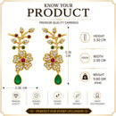 Gold Plated Multicolour Floral Vine Teardrop Ear Cuff Earrings for Women & Girls