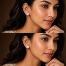 Gold Plated Pearl & Crystal Charm Stud Earrings Set of 2 Pairs for Women & Girls