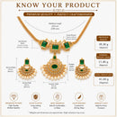 ZENEME Gold Plated AD Geometric Chandbali Pearl Drop Necklace with Matching Earring Jewellery Set For Women & Girls Gold Toned Necklace Set For Woman