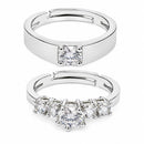 Set of 2 Rhodium Plated AD Luxe Crystal Adjustable Ring Combo for Women & Girls