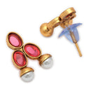 ZENEME Gold-Plated Stone Studded Pearl Choker Necklace Set with Earrings for Women & Girls