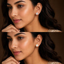 Gold Plated Pearl & Crystal Charm Stud Earrings Set of 2 Pairs for Women & Girls