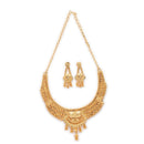 ZENEME Gold Plated Alloy Leaf Trail Ethnic Temple Necklace Set with Matching Earring Jewellery Set For Women & Girls