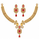 ZENEME Gold Plated Traditional Pearl Cluster Necklace with Matching Earring Antique Jewellery Set For Women & Girls Gold Toned Necklace Set For Woman
