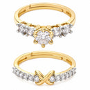 Set of 2 Gold Plated AD Celestial Sparkle Adjustable Ring Combo for Women & Girls