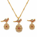 ZENEME Gold Plated Brass Pearl Bead Floral Pendant Set for Women & Girls