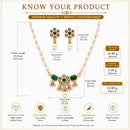 ZENEME Gold Plated AD Kundan Floral Ghungroo Pearl Drop Necklace with Matching Earring Jewellery Set For Women & Girls Gold Toned Necklace Set For Woman