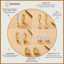 Gold Plated Hoop, Stud & Drop Earring Combo Set of 5 Pairs for Women & Girls