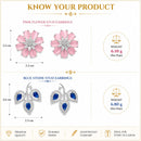 Rhodium Plated Daisy Flower & Pear Leaf Stud Earrings for Women & Girls